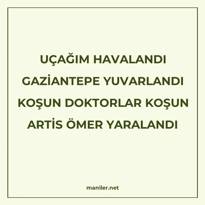 UÇAĞIM HAVALANDI GAZİANTEPE YUVARLANDI KOŞUN DOKTORLAR KOŞUN manisi görseli