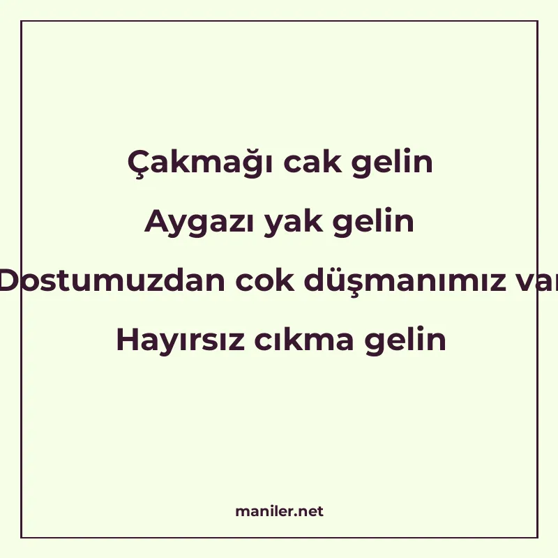 Çakmağı cak gelin Aygazı yak gelin Dostumuzdan cok düşmanımı manisi görseli