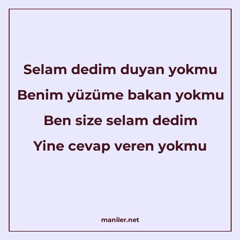 Selam dedim duyan yokmu Benim yüzüme bakan yokmu Ben size se manisi görseli