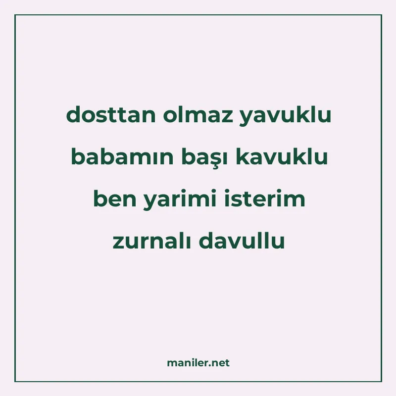 dosttan olmaz yavuklu babamın başı kavuklu ben yarimi isteri manisi görseli