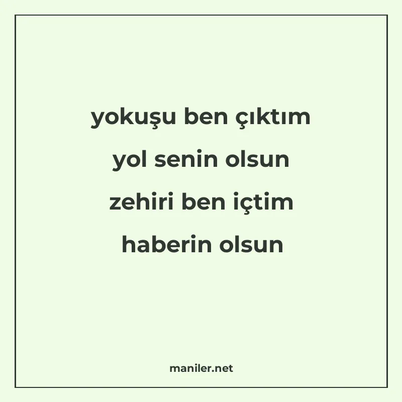 yokuşu ben çıktım yol senin olsun zehiri ben içtim haberin o manisi görseli