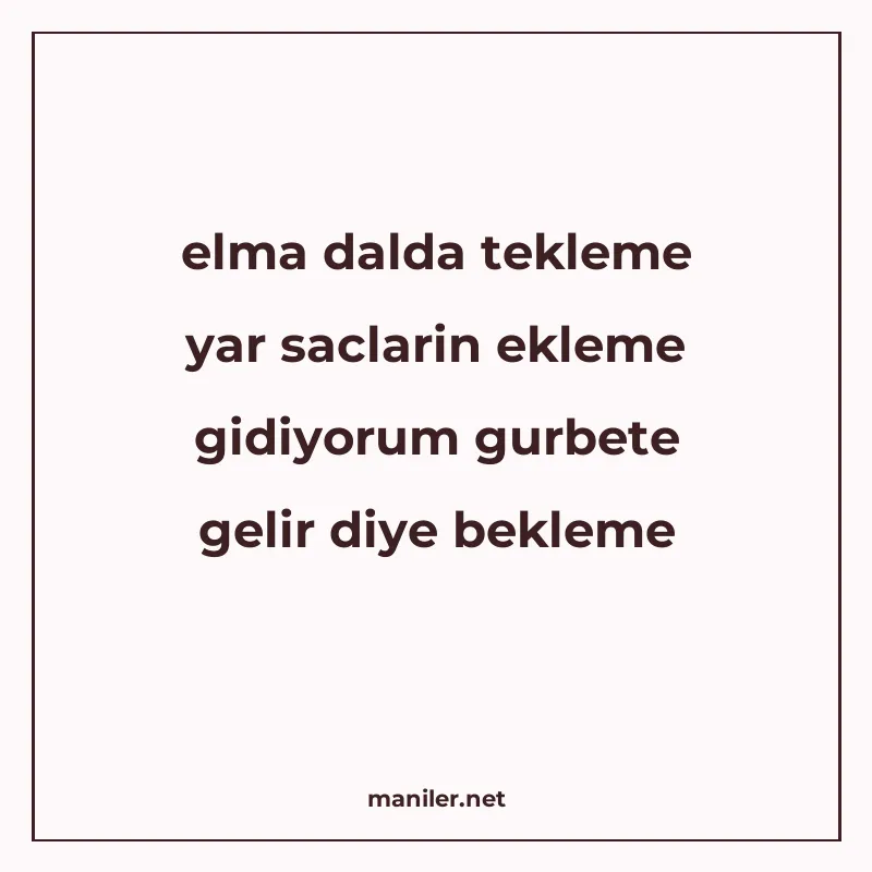 elma dalda tekleme yar saclarin ekleme gidiyorum gurbete gel manisi görseli