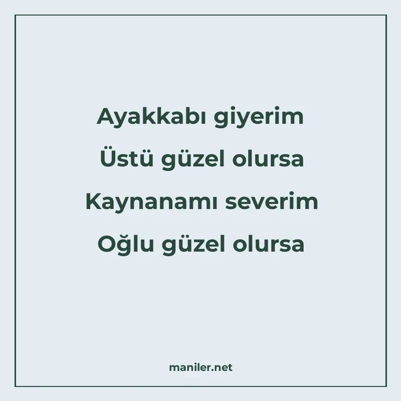 Ayakkabı giyerim Üstü güzel olursa Kaynanamı severim Oğlu gü manisi görseli