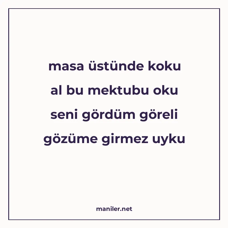 masa üstünde koku al bu mektubu oku seni gördüm göreli gözüm manisi görseli