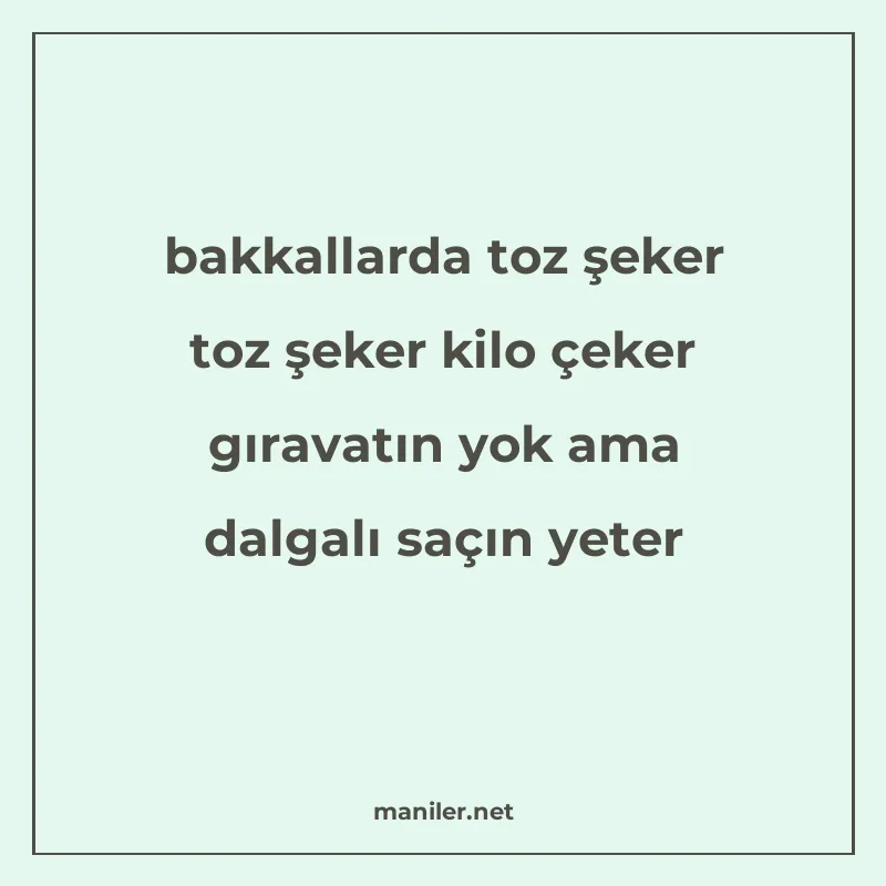 bakkallarda toz şeker toz şeker kilo çeker gıravatın yok ama manisi görseli