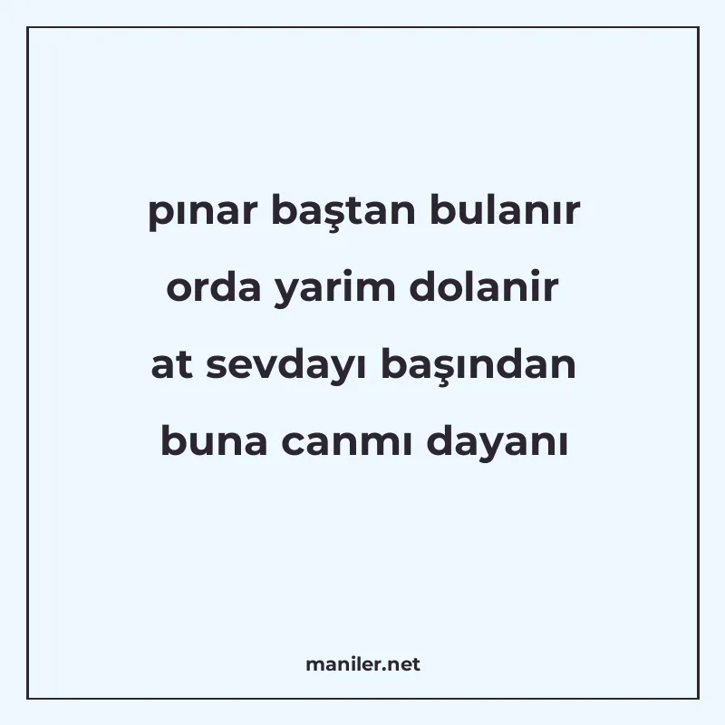 pınar baştan bulanır orda yarim dolanir at sevdayı başından manisi görseli