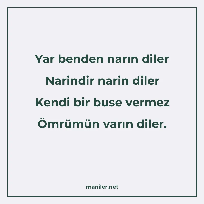 Yar benden narın diler Narindir narin diler Kendi bir buse v manisi görseli