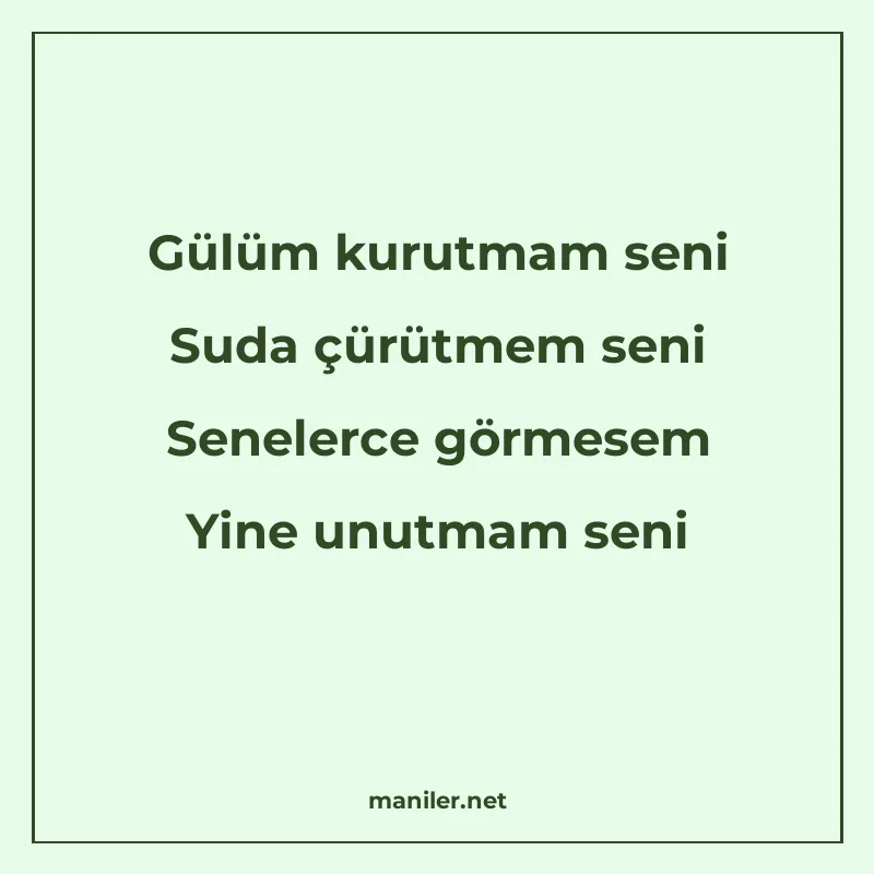 Gülüm kurutmam seni Suda çürütmem seni Senelerce görmesem Yi manisi görseli