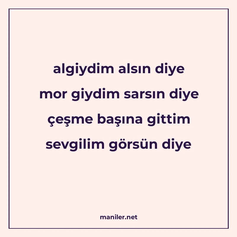 algiydim alsın diye mor giydim sarsın diye çeşme başına gitt manisi görseli