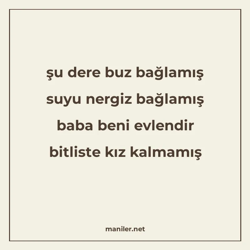 şu dere buz bağlamış suyu nergiz bağlamış baba beni evlendir manisi görseli
