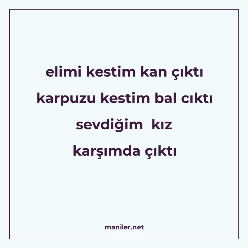 elimi kestim kan çıktı karpuzu kestim bal cıktı sevdiğim kız manisi görseli
