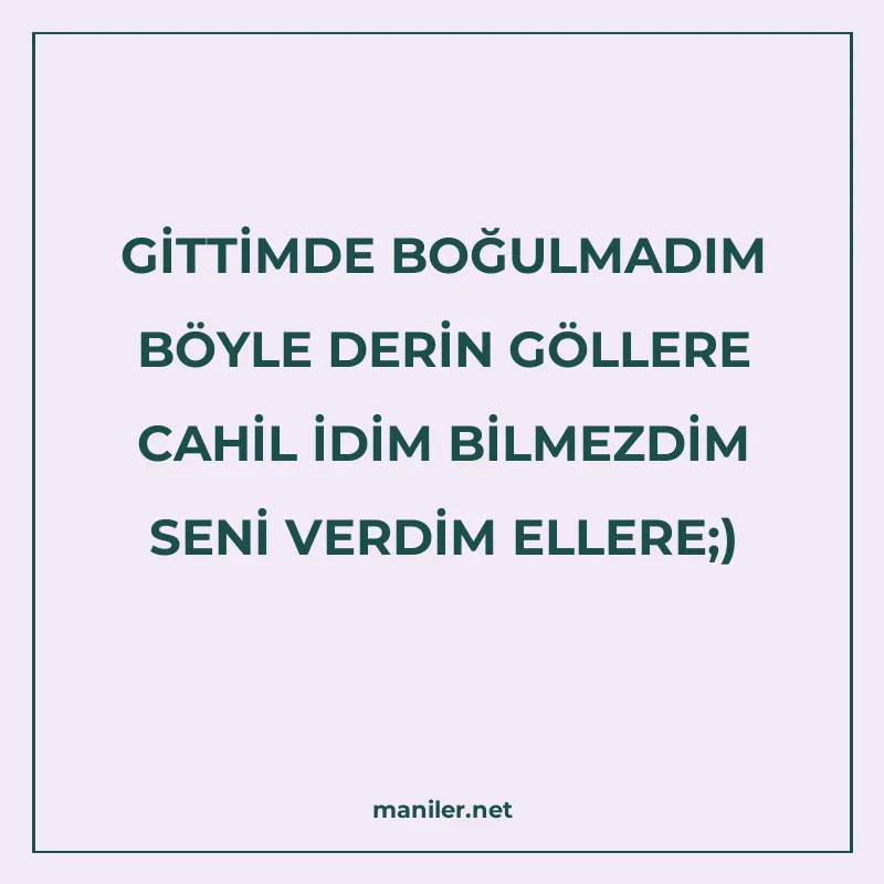 GİTTİMDE BOĞULMADIM BÖYLE DERİN GÖLLERE CAHİL İDİM BİLMEZDİM manisi görseli
