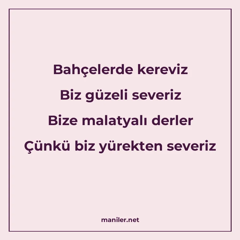 Bahçelerde kereviz Biz güzeli severiz Bize malatyalı derler manisi görseli