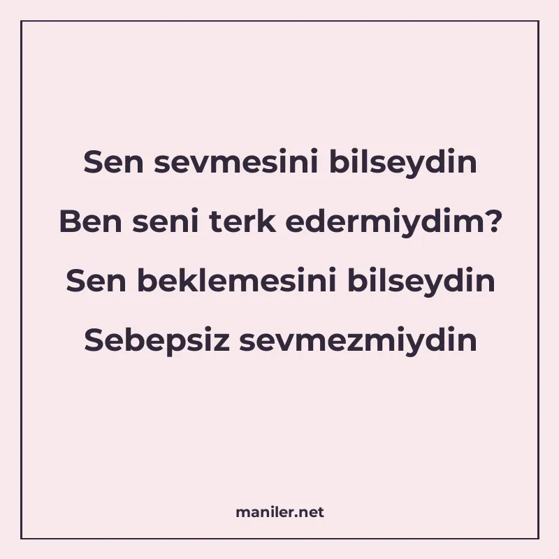 Sen sevmesini bilseydin Ben seni terk edermiydim? Sen beklem manisi görseli