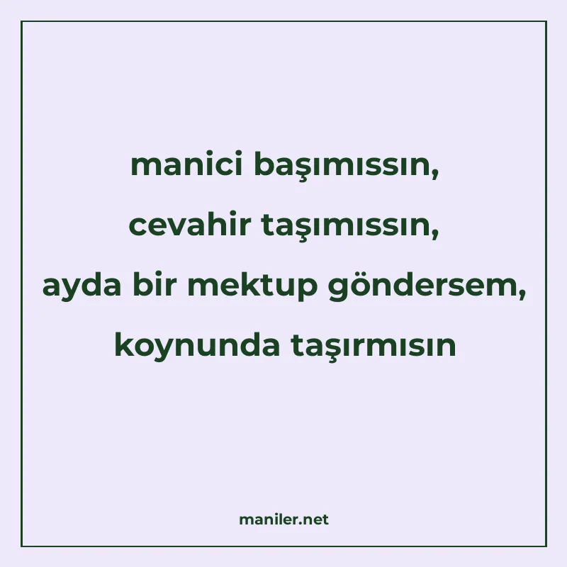 manici başımıssın, cevahir taşımıssın, ayda bir mektup gönde manisi görseli