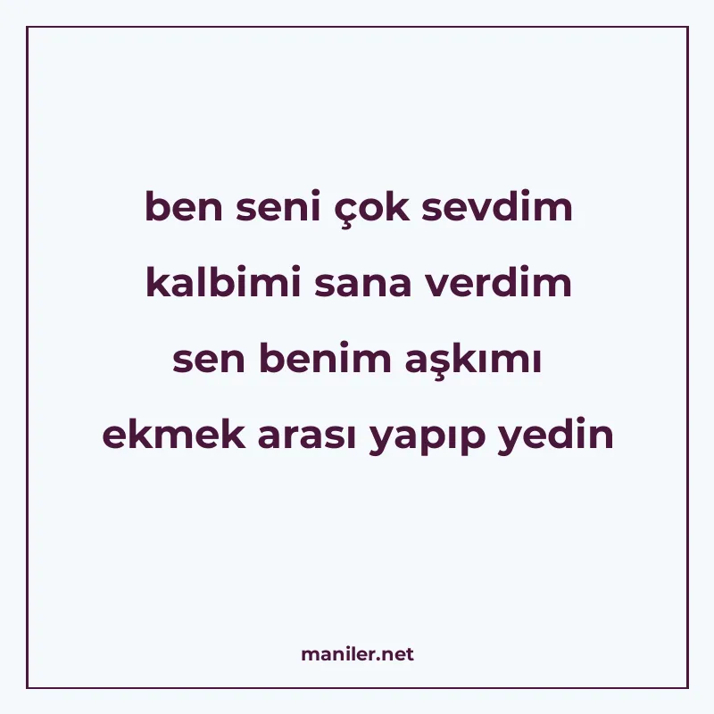 ben seni çok sevdim kalbimi sana verdim sen benim aşkımı ekm manisi görseli
