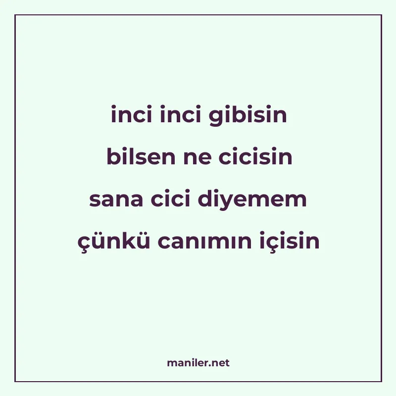 inci inci gibisin bilsen ne cicisin sana cici diyemem çünkü manisi görseli