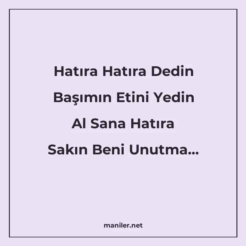 Hatıra Hatıra Dedin Başımın Etini Yedin Al Sana Hatıra Sakın manisi görseli