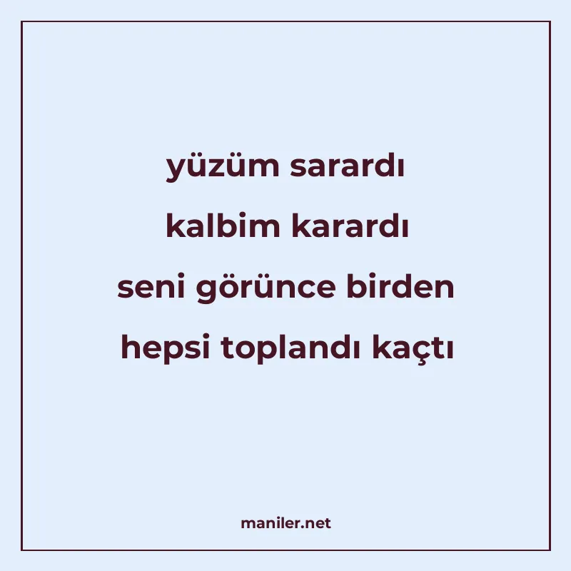 yüzüm sarardı kalbim karardı seni görünce birden hepsi topla manisi görseli