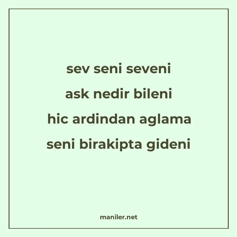 sev seni seveni ask nedir bileni hic ardindan aglama seni bi manisi görseli
