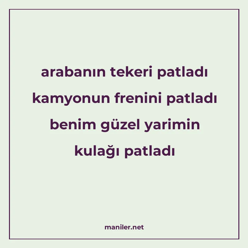 arabanın tekeri patladı kamyonun frenini patladı benim güzel manisi görseli