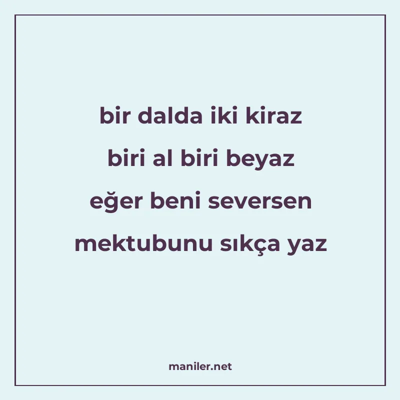 bir dalda iki kiraz biri al biri beyaz eğer beni seversen me manisi görseli