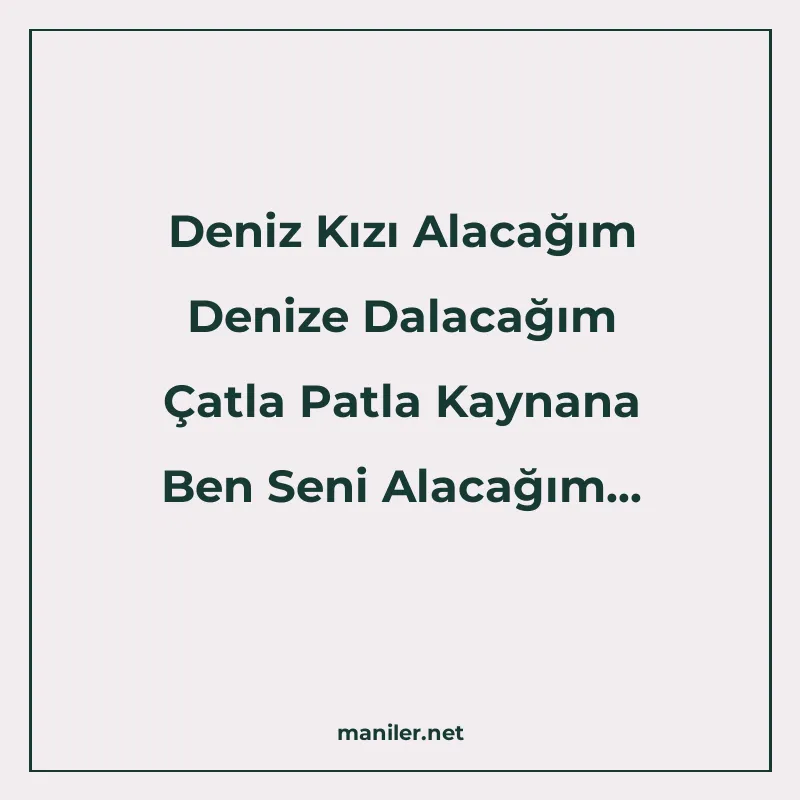 Deniz Kızı Alacağım Denize Dalacağım Çatla Patla Kaynana Ben manisi görseli