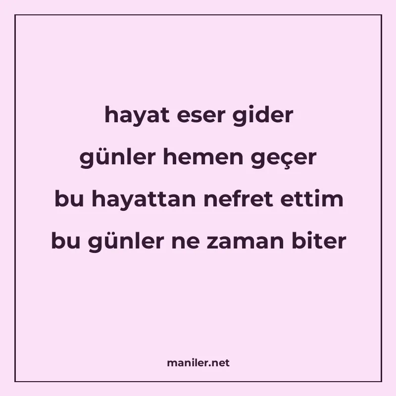 hayat eser gider günler hemen geçer bu hayattan nefret ettim manisi görseli
