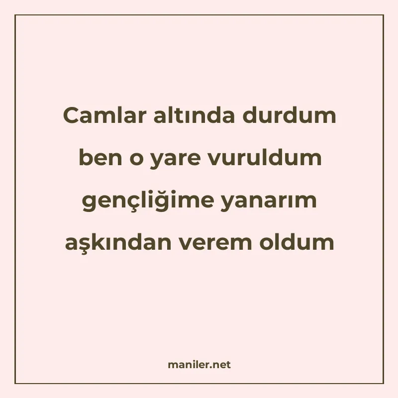 Camlar altında durdum ben o yare vuruldum gençliğime yanarım manisi görseli