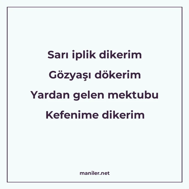Sarı iplik dikerim Gözyaşı dökerim Yardan gelen mektubu Kefe manisi görseli
