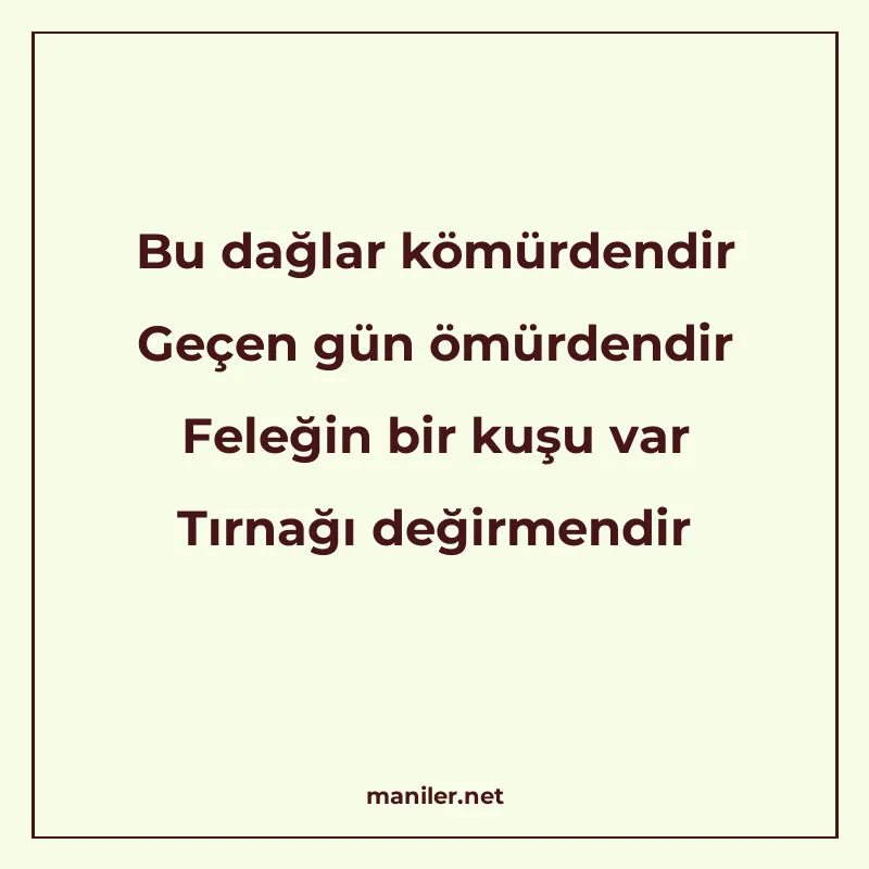Bu dağlar kömürdendir Geçen gün ömürdendir Feleğin bir kuşu manisi görseli