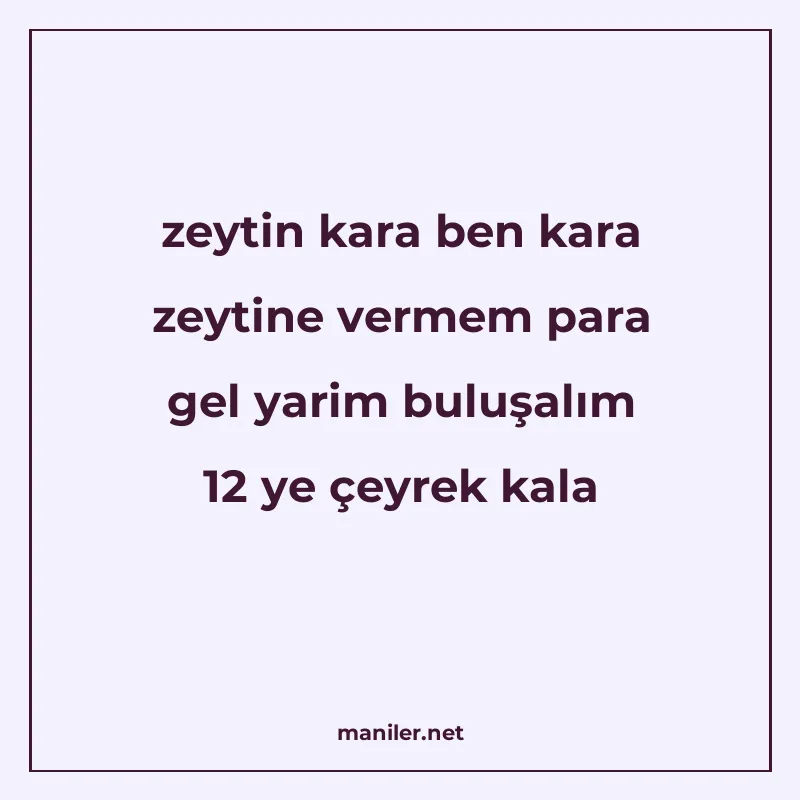 zeytin kara ben kara zeytine vermem para gel yarim buluşalım manisi görseli