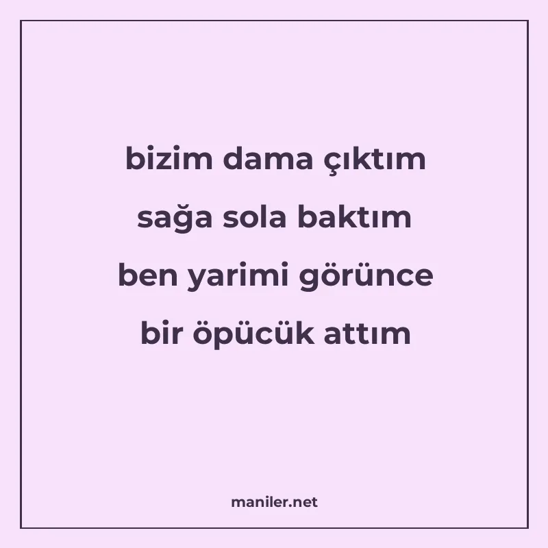 bizim dama çıktım sağa sola baktım ben yarimi görünce bir öp manisi görseli