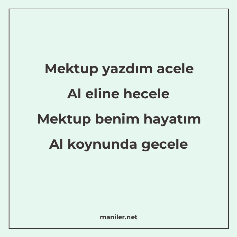 Mektup yazdım acele Al eline hecele Mektup benim hayatım Al manisi görseli