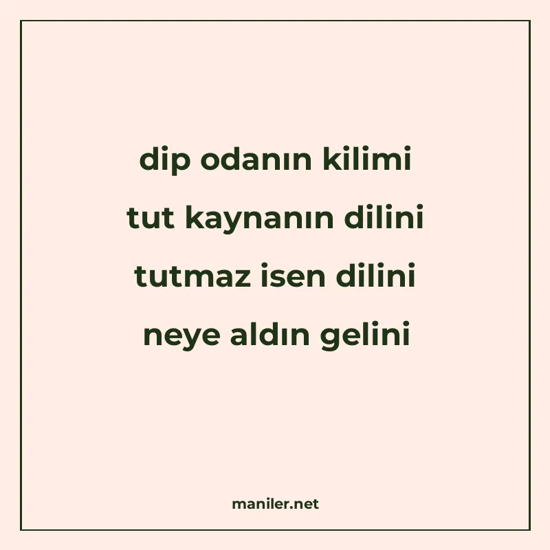 dip odanın kilimi tut kaynanın dilini tutmaz isen dilini ney manisi görseli