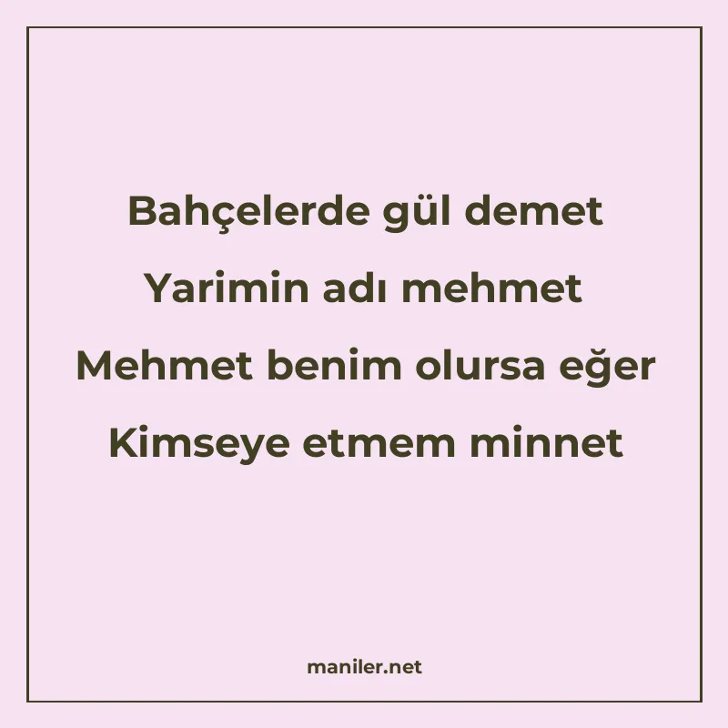 Bahçelerde gül demet Yarimin adı mehmet Mehmet benim olursa manisi görseli