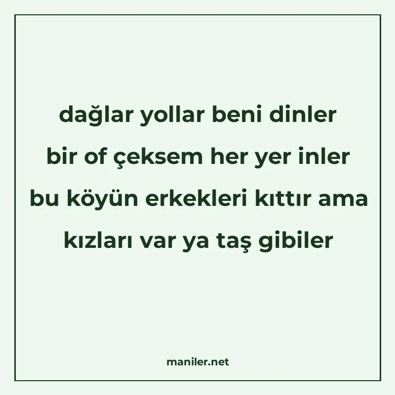 dağlar yollar beni dinler bir of çeksem her yer inler bu köy manisi görseli