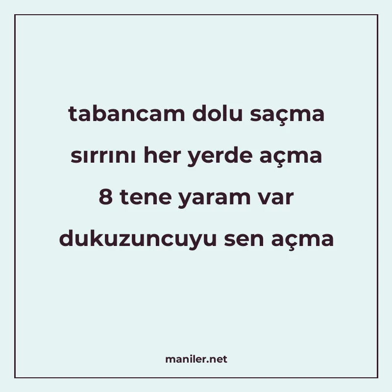 tabancam dolu saçma sırrını her yerde açma 8 tene yaram var manisi görseli