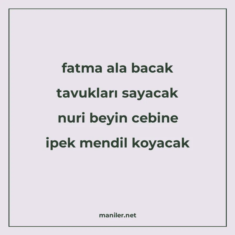 fatma ala bacak tavukları sayacak nuri beyin cebine ipek men manisi görseli