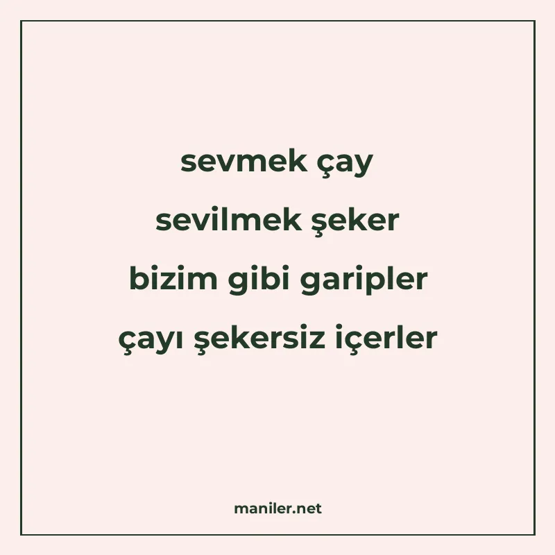 sevmek çay sevilmek şeker bizim gibi garipler çayı şekersiz manisi görseli