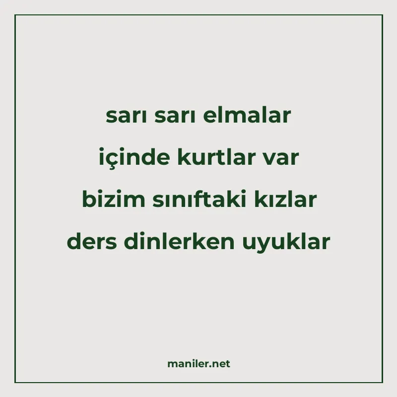 sarı sarı elmalar içinde kurtlar var bizim sınıftaki kızlar