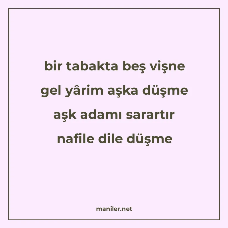 bir tabakta beş vişne gel yârim aşka düşme aşk adamı sarartı manisi görseli