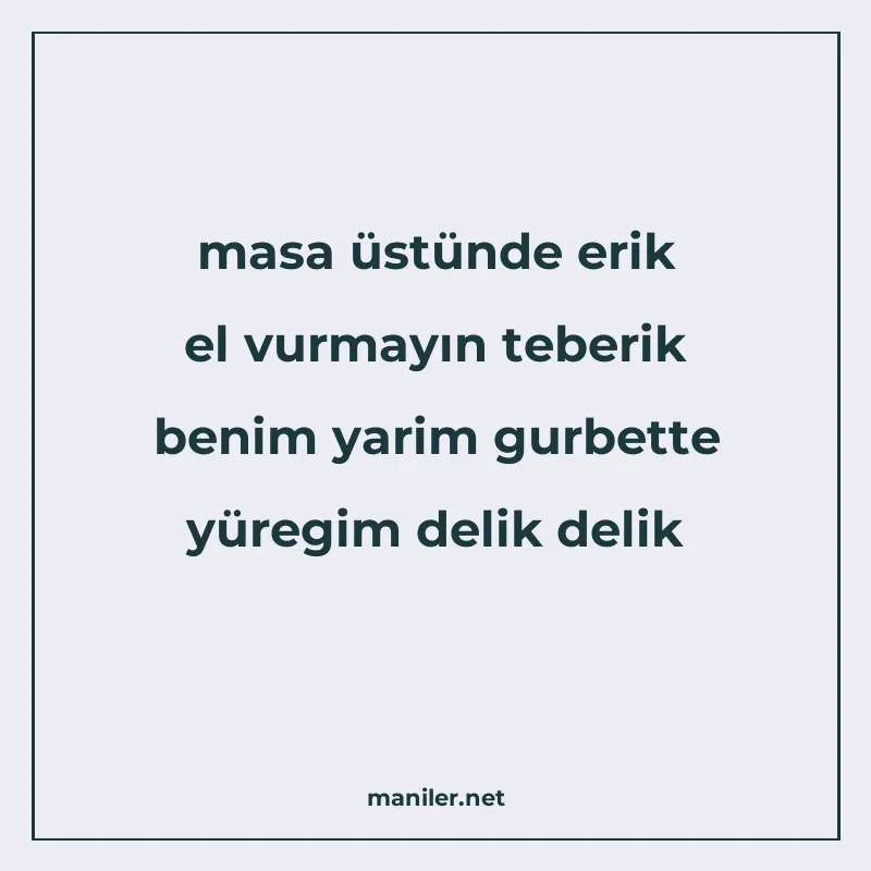 masa üstünde erik el vurmayın teberik benim yarim gurbette y manisi görseli