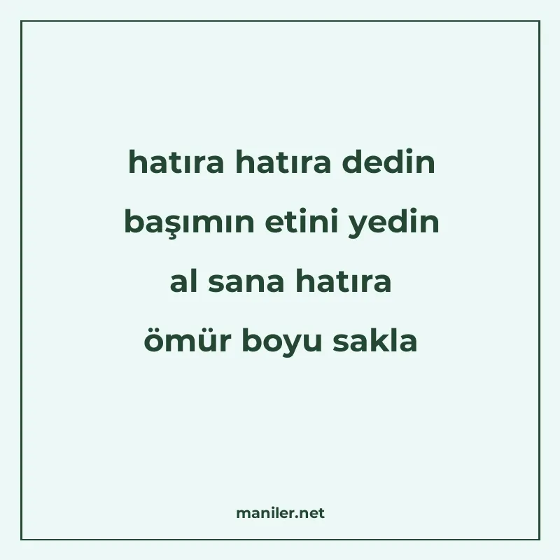 hatıra hatıra dedin başımın etini yedin al sana hatıra ömür manisi görseli