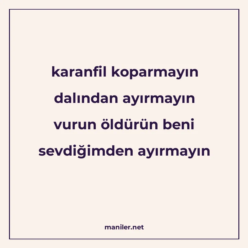 karanfil koparmayın dalından ayırmayın vurun öldürün beni se manisi görseli