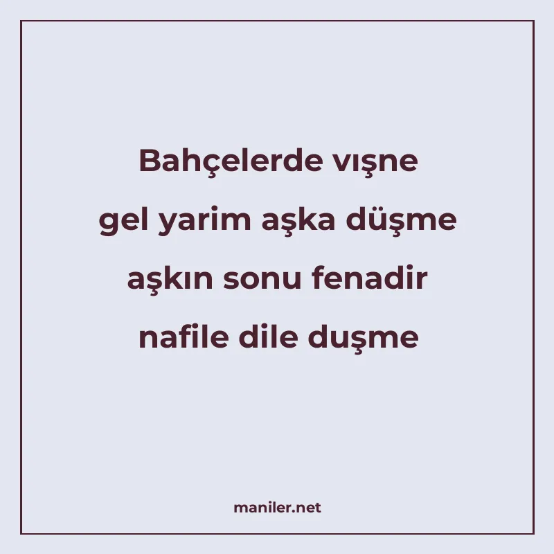 Bahçelerde vışne gel yarim aşka düşme aşkın sonu fenadir naf manisi görseli