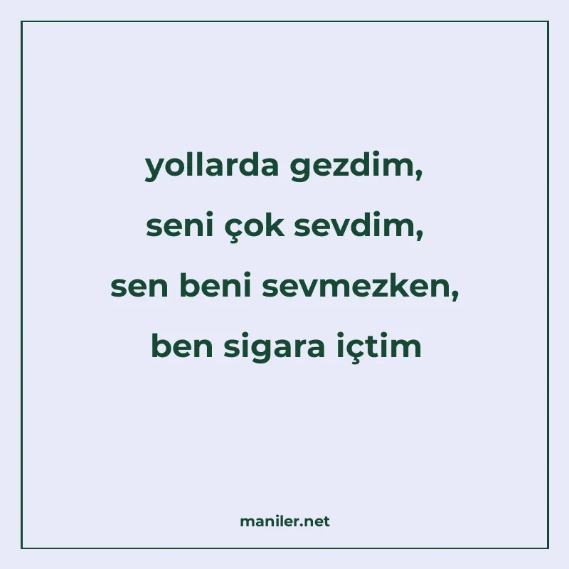 yollarda gezdim, seni çok sevdim, sen beni sevmezken, ben si manisi görseli