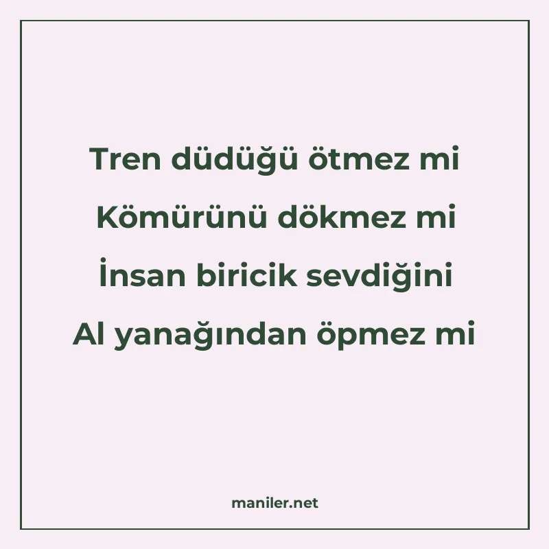 Tren düdüğü ötmez mi Kömürünü dökmez mi İnsan biricik sevdiğ manisi görseli