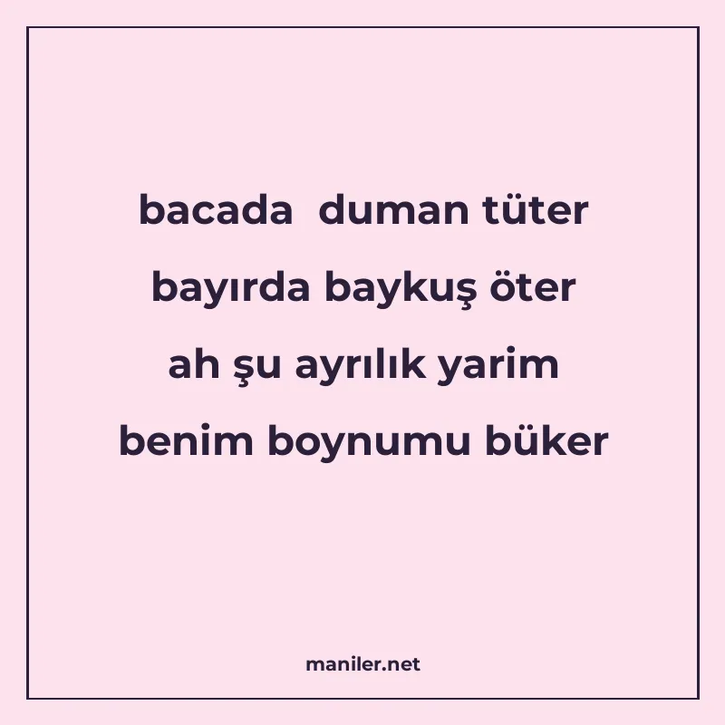 bacada duman tüter bayırda baykuş öter ah şu ayrılık yarim b manisi görseli
