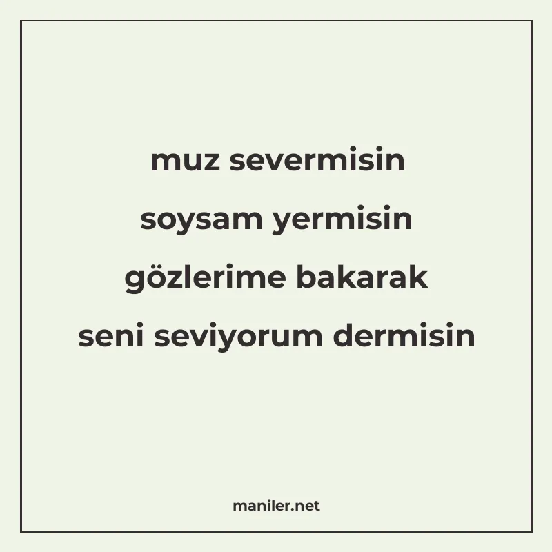 muz severmisin soysam yermisin gözlerime bakarak seni seviyo manisi görseli